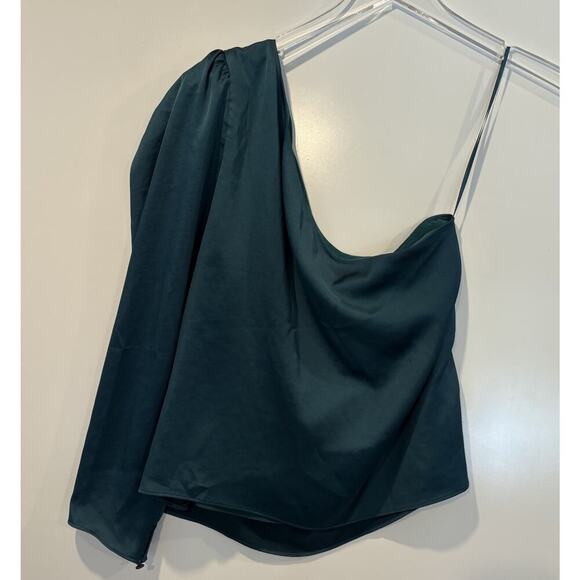 NWT Express Satin OneShoulder Puff Sleeve Blouse Top Shirt Womens Size XL - Picture 5 of 8